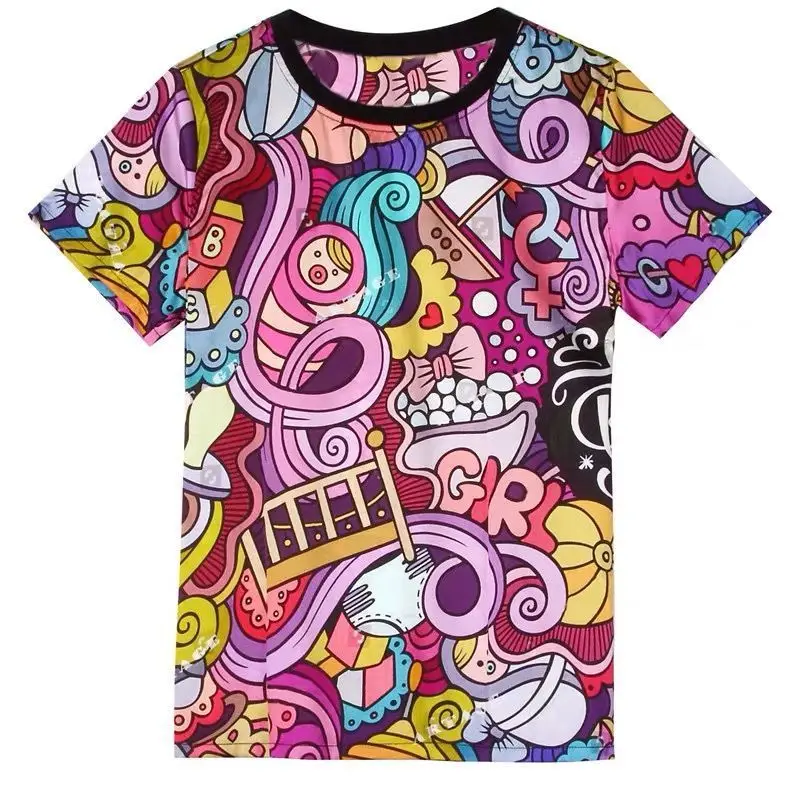 2023 New Female Clothing Summer Printing Slim Loose Short Sleeve T-shirt Women's Fashion Round Neck Panel Casual Tops