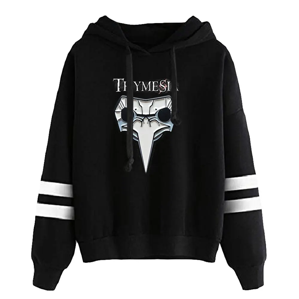 Thymesia-Sweat à capuche unisexe sans poche, manches à barres parallèles, PVD, style décontracté, vêtements Harajuku pour femmes et hommes