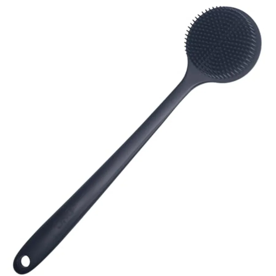 DNC Back Scrubber for Shower Soft Silicone Bath Body Brush with Long Handle