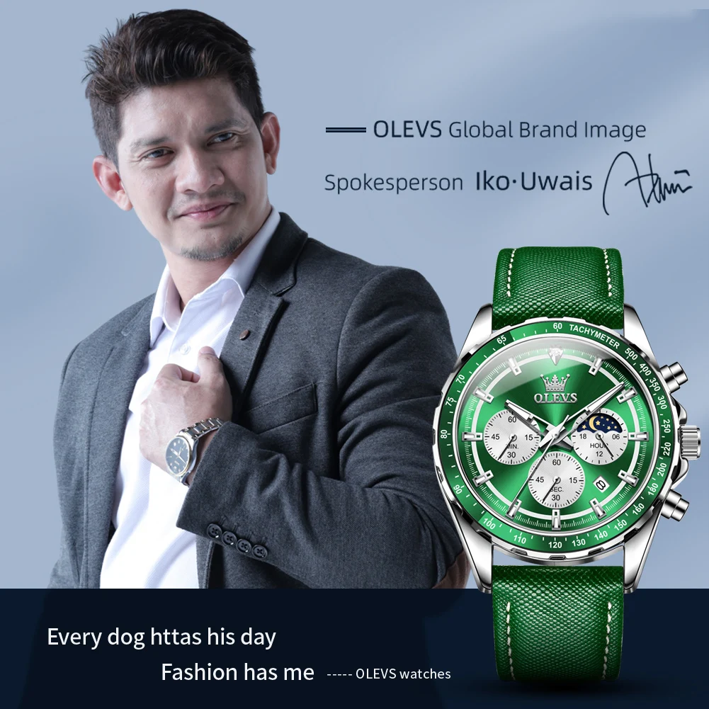 OLEVS 2945 Watches For Man Top Brand Young Fashion Original Quartz Wristwatch Waterproof Leather Starp Luminous Reloj Hombre 