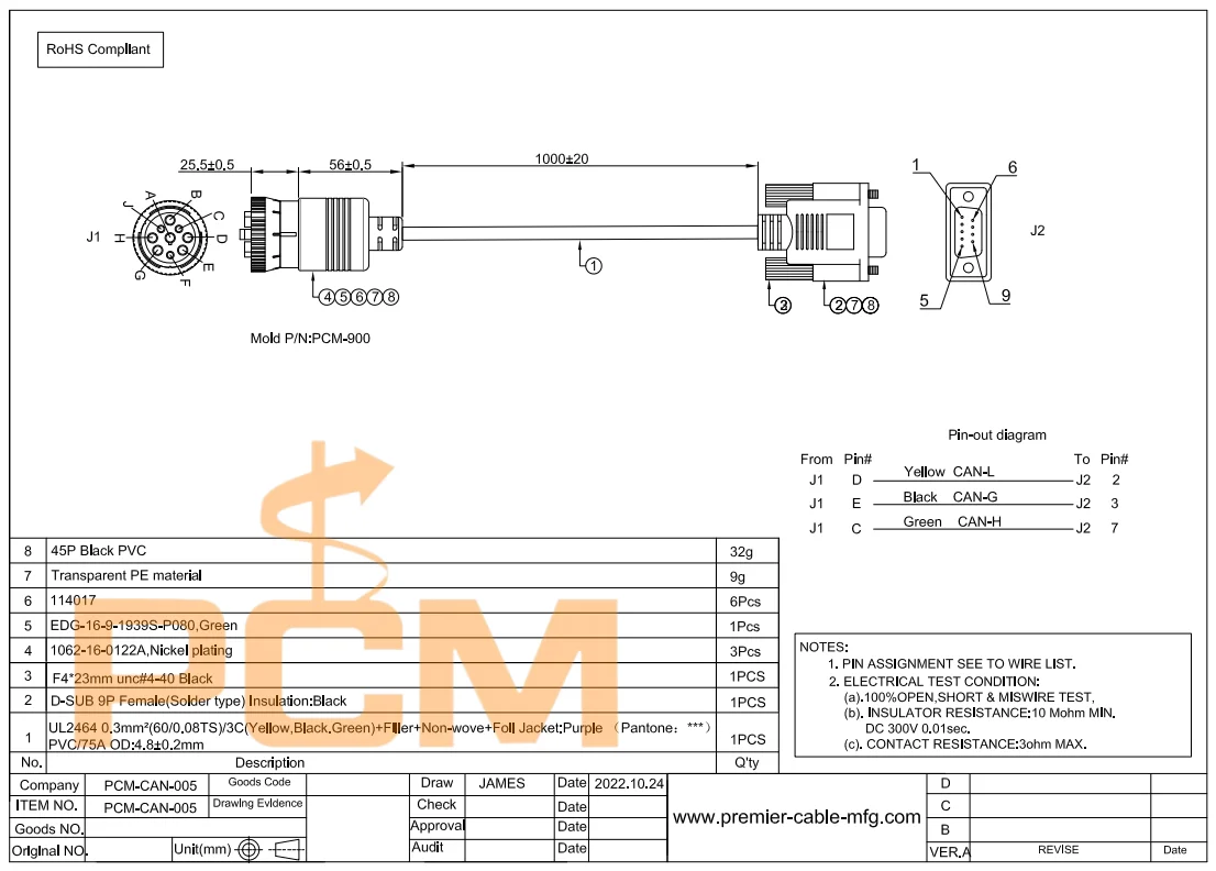 Automobil-CAN-J1939-Adapterkabel, J1939 Typ 2 DEUTSCH-Stecker zu D-Sub-Kabel für Fahrzeug-CAN-Bus-Diagnose und -Kommunikation – Detail 3