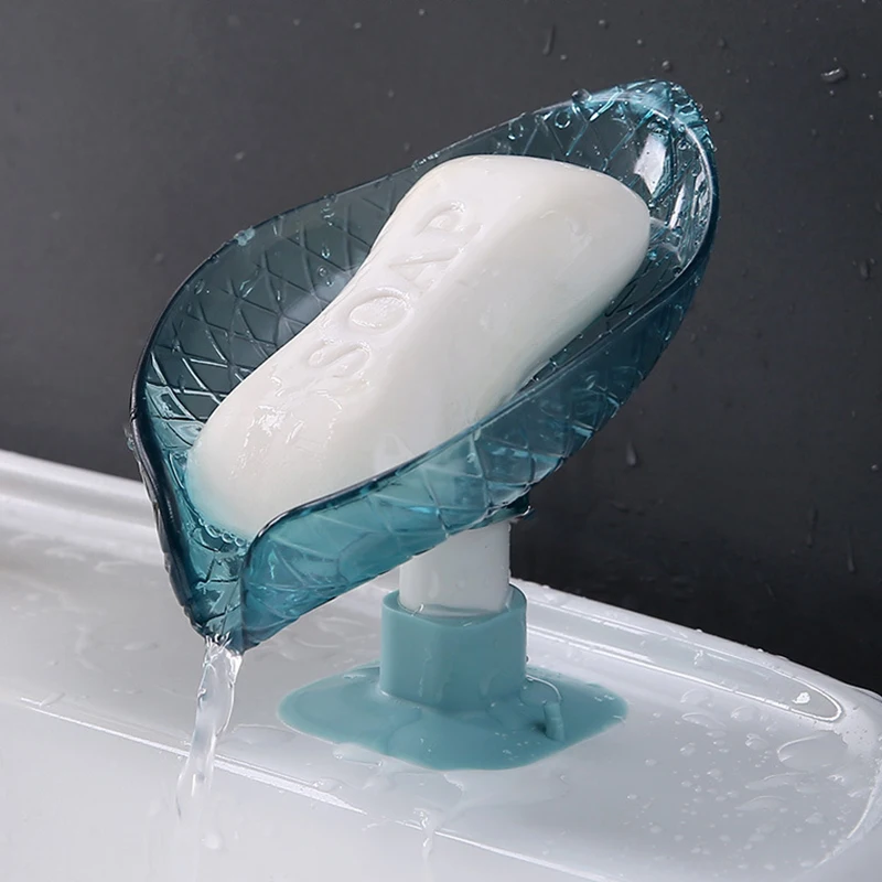 1pcs Drain Soap Holder Leaf Shape Soap Box Suction Cup Tray Drying Rack for Shower Sponge Container Kitchen Bathroom Accessories