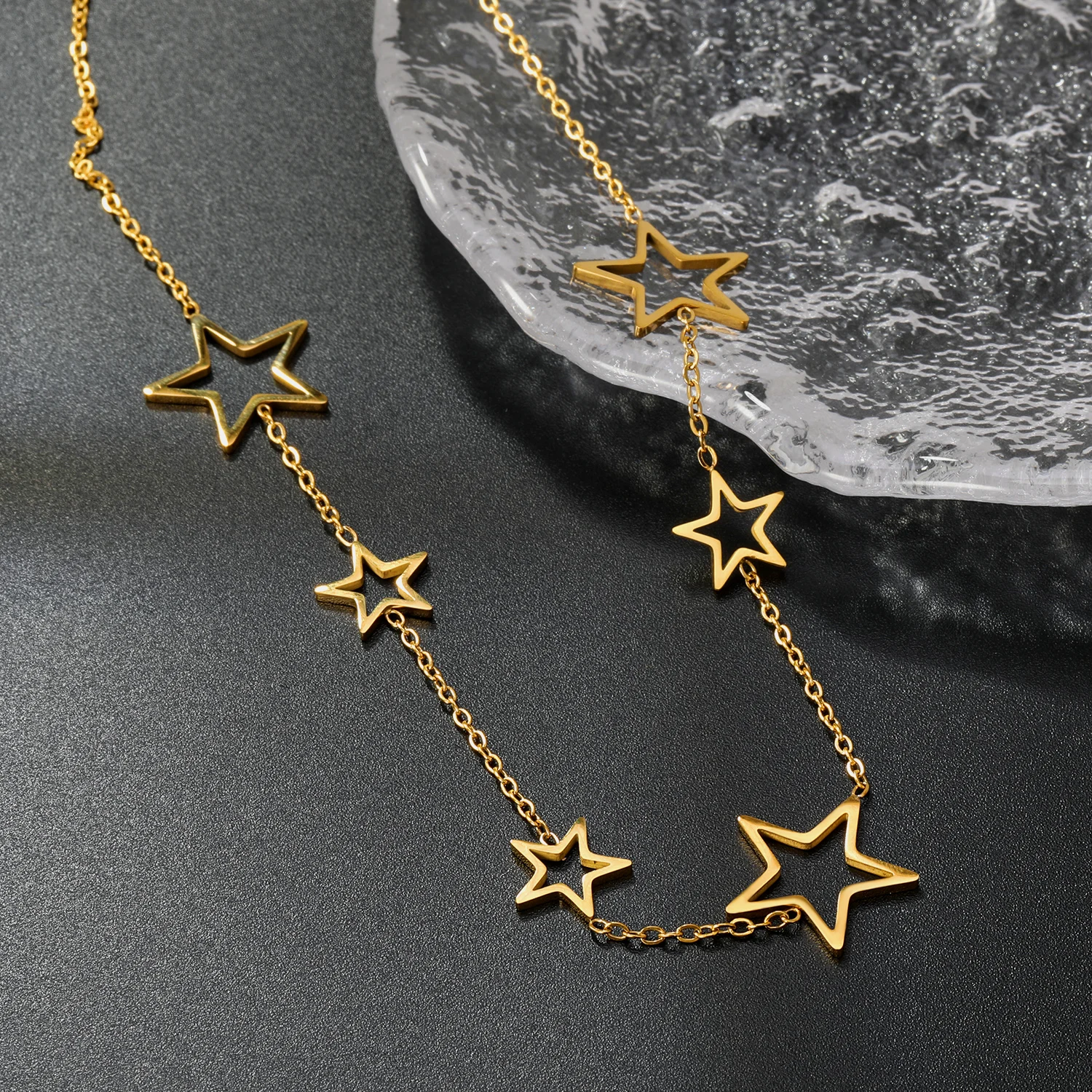 ASONSTEEL Korean Fashion Stainless Steel Pendant Necklaces Minimalist Star Collar Clavicle Chain Trending For Women Jewelry Gift