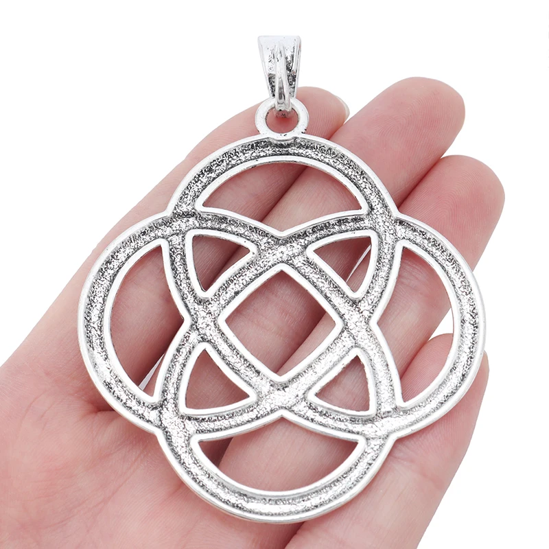 ZXZ 2pcs Tibetan Silver Large Celtic Chinese Knot Lucky Charms Pendants for Necklace Jewelry Making Findings 73x66mm