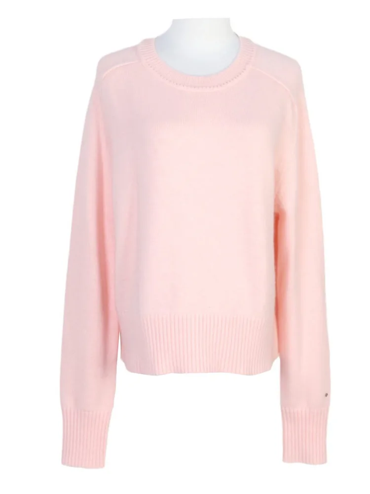 [MODX] Autumn Winter French Style Base Top For Women, Simple Gentle Cherry Blossom Pink Long Sleeved Round Neck Loose