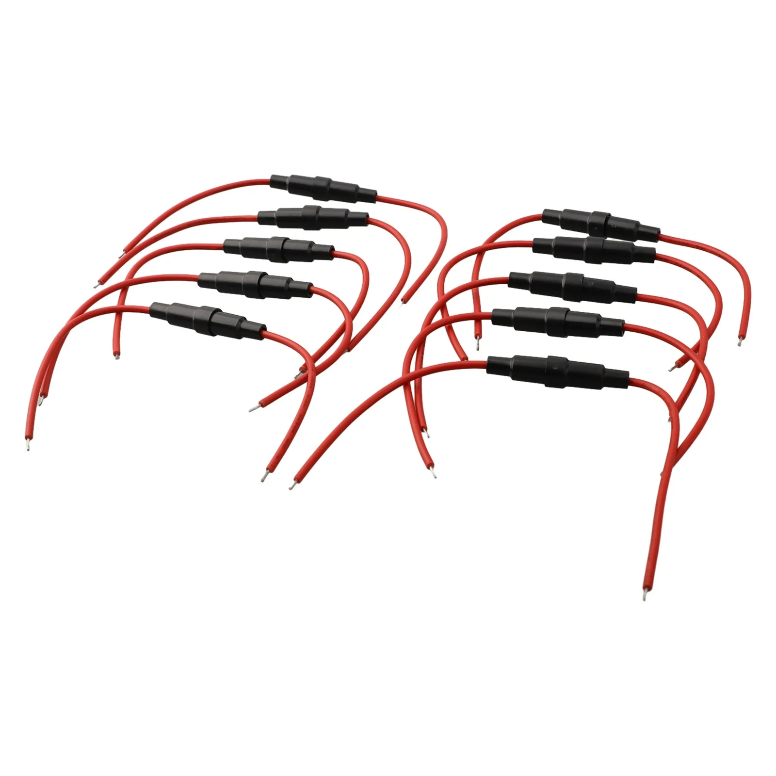 10 Pack Inline Fuse Holders for 5x20mm Fuses 22AWG Wire Length 11CM Screw Type Snap Tight for Wet or Wet Areas
