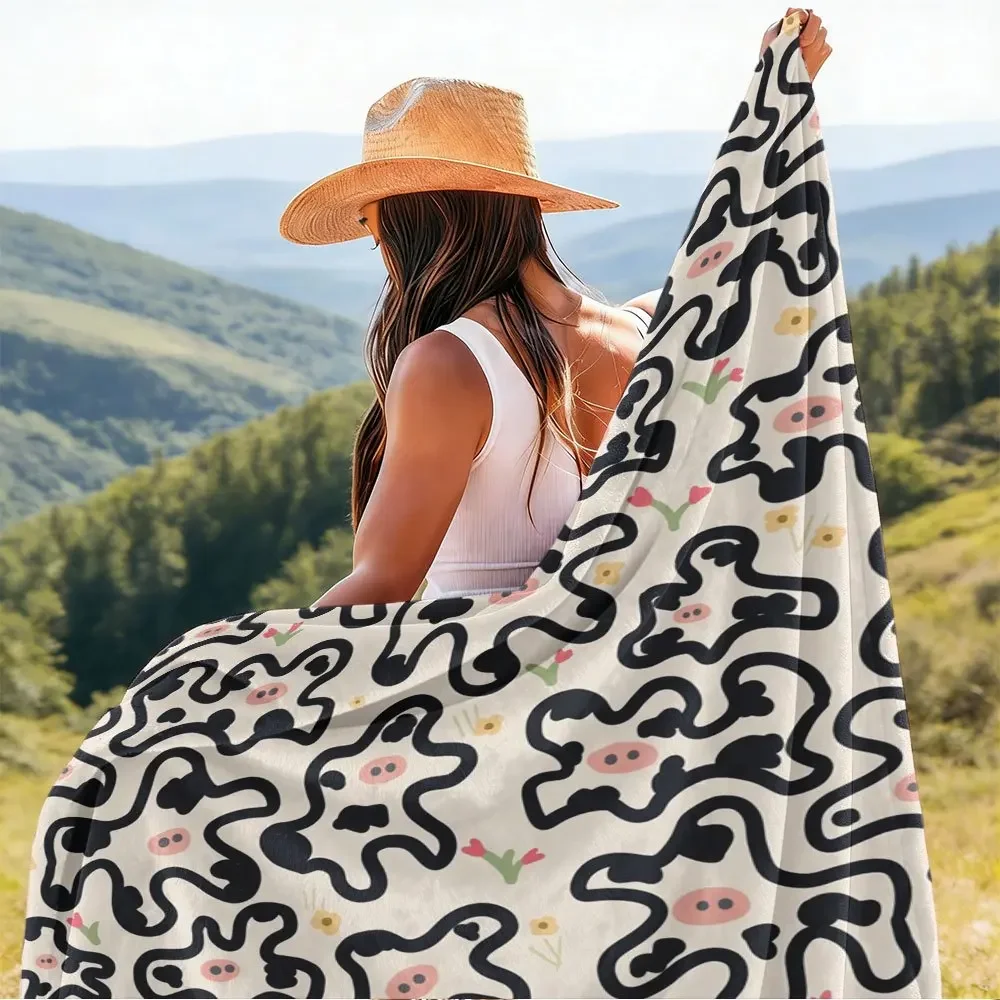 Whimsical Abstract Pattern Blanket for Camping Picnic Outdoor Throw 150x200cm Boho Patio Beach Decoration