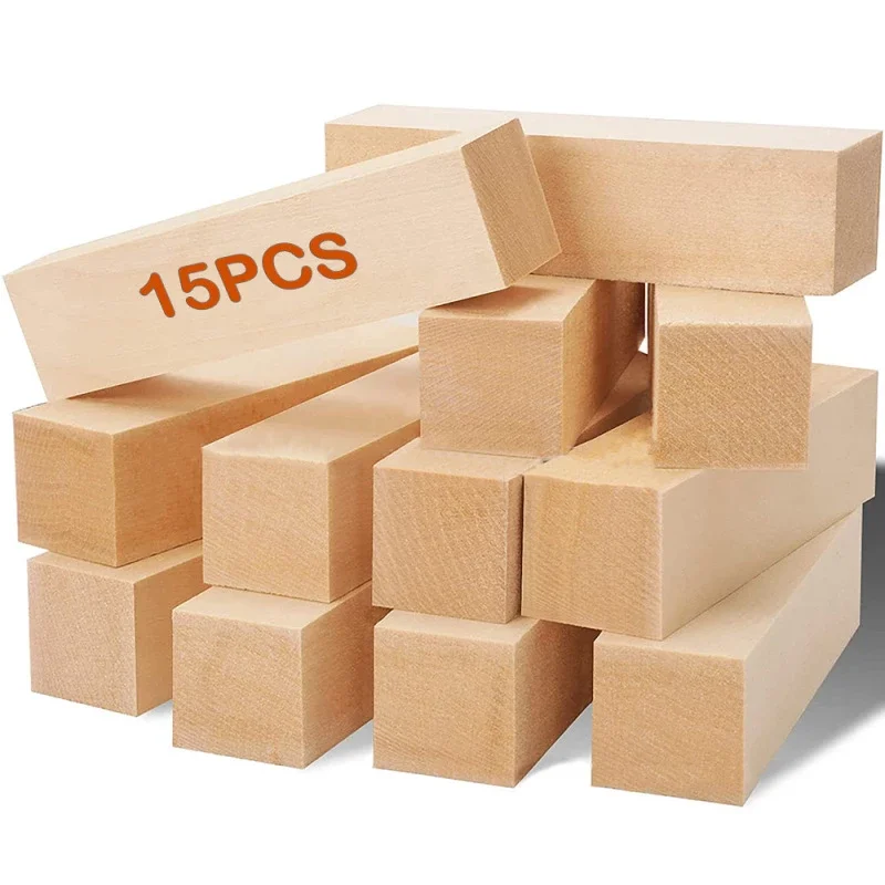 5pcs 10pcs 15pcs DIY Handmade Log Material Building Blocks Carved Rectangular Basswood Supplies Kit