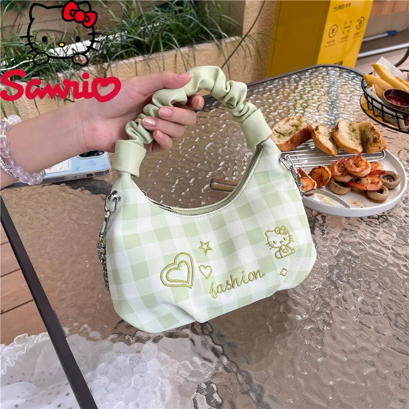 Sanrio Hello Kitty New Women's Shoulder Bag Cartoon Cute Women's Handbag Embroidery Fashion Chain Women's Bag High Quality