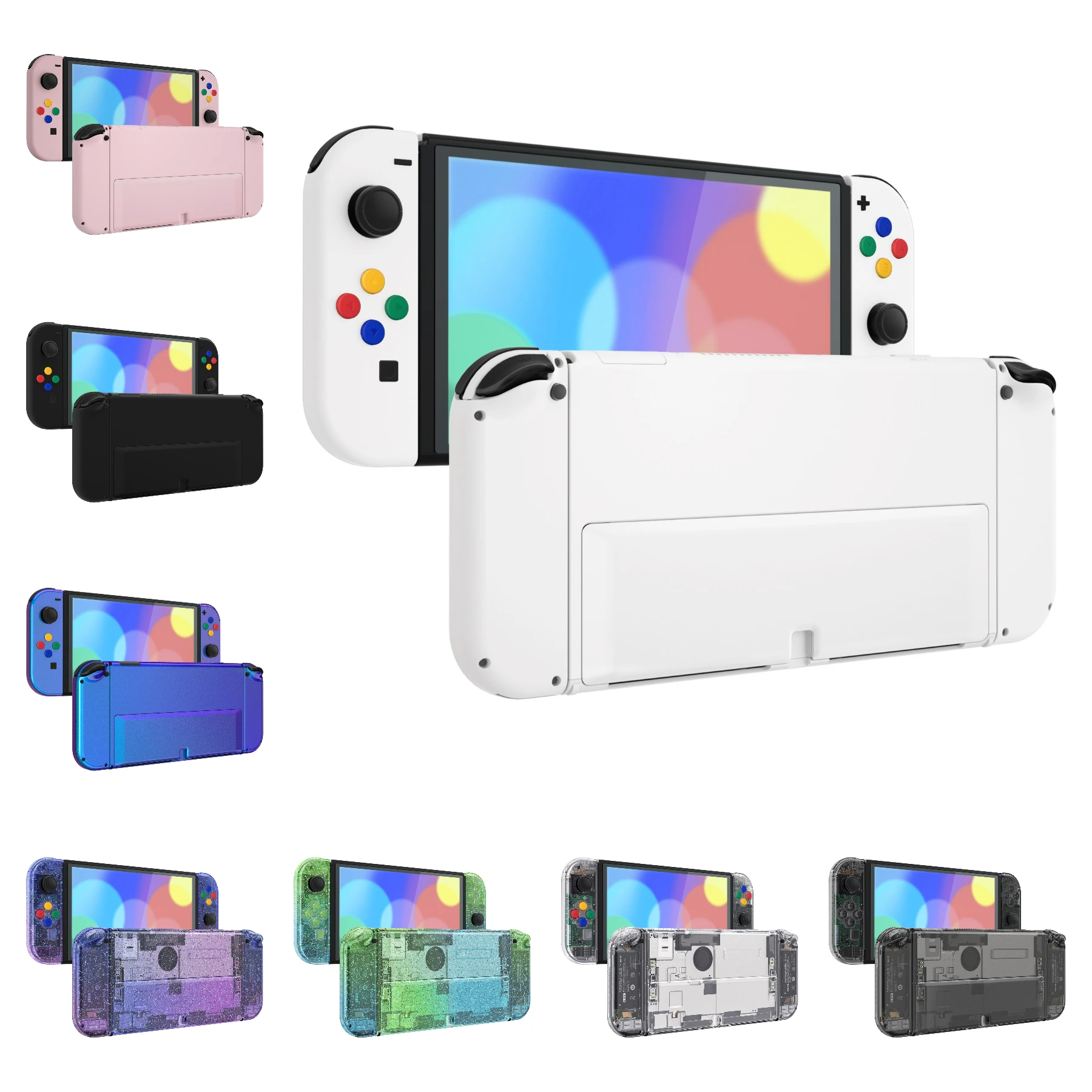 

eXtremeRate Custom Full Set Shell for Nintendo Switch OLED, Replacement Back Plate Kickstand & Joycon Housing Buttons