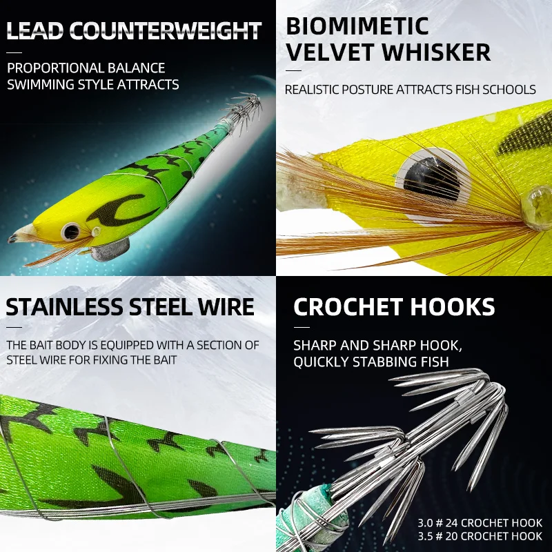 Señuelo luminoso de camarón con alambre de acero – 110mm pesca mar - imagen 4