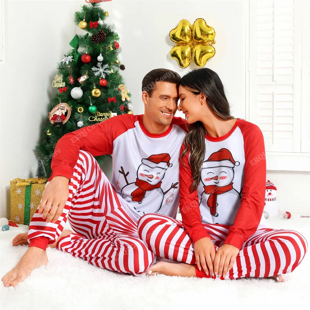 Pajamas Matching Sets for Couples Christmas Pajamas Striped Sleepwear Adult Family Christmas Costume for Women Men pjs Red Green