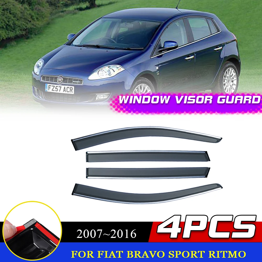 Car Windows Visor for Fiat Bravo Sport Ritmo 2007~2016 2008 Vent Door Awnings Sun Rain Eyebrow Smoke Ticker Deflector Accessorie