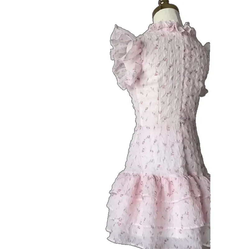 

Floral dress women's summer high-end rich daughter, cake skirt waist fluffy skirt