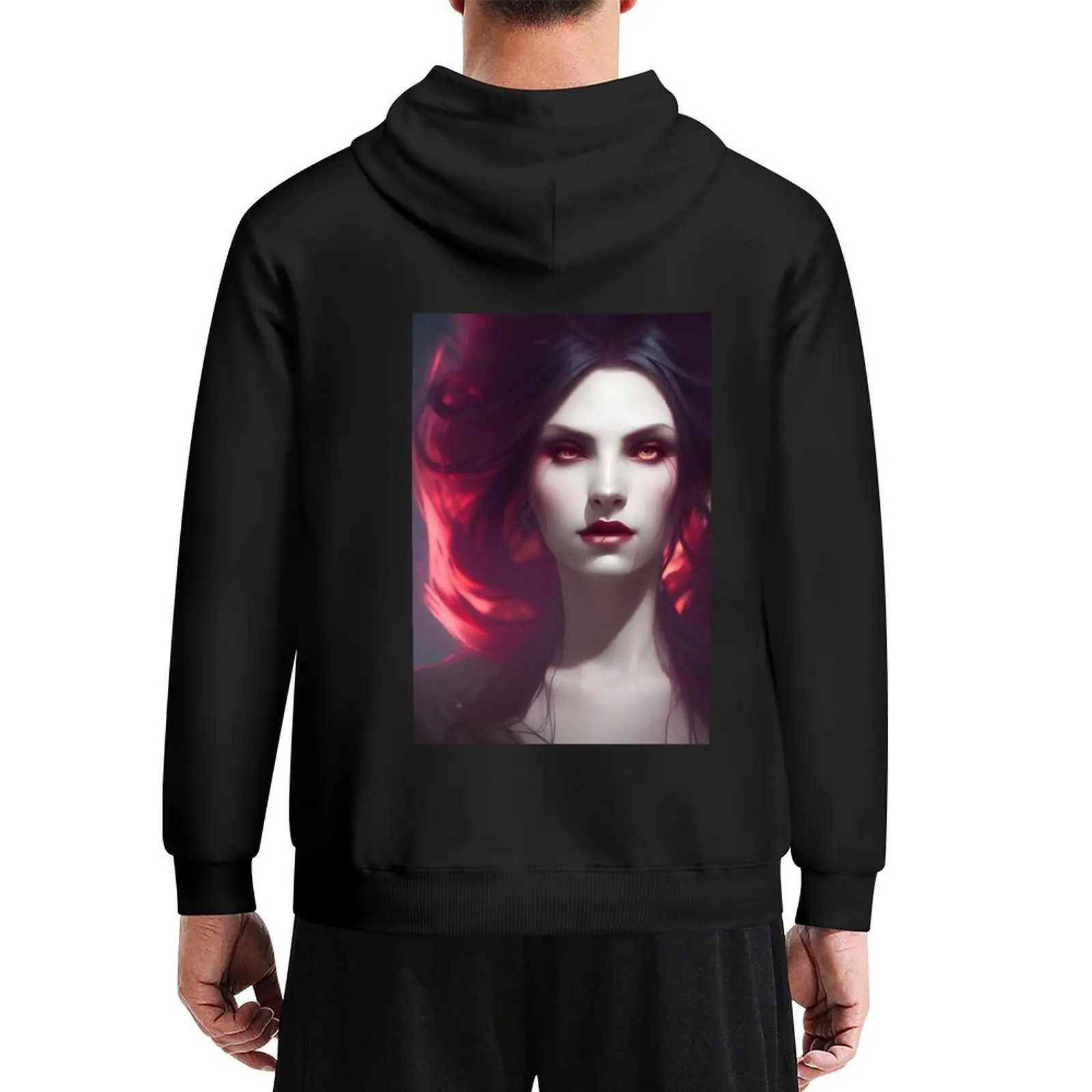 

Sexy Brunette Vampire Seductress Artwork Hoodie aesthetic clothing men wear mens designer clothes japanese style hoodie man
