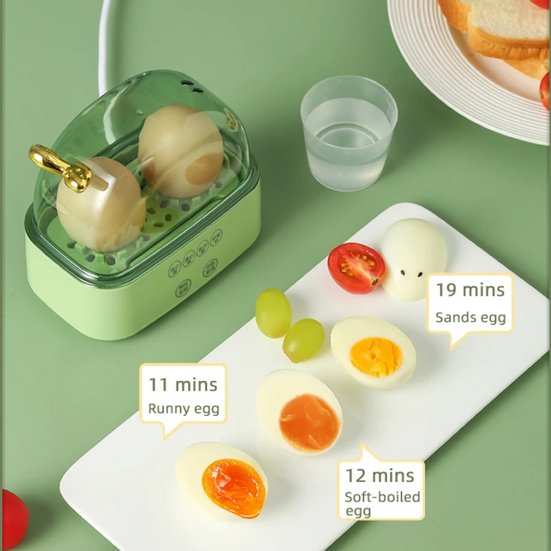 Caldeira de ovos elétrica com sincronismo inteligente, mini máquina de pequeno-almoço, vaporizador portátil, desligamento automático, 2 ovos, 120W, 220V