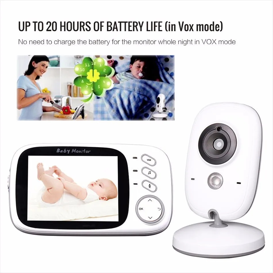 VB603 Video Baby Monitor 2.4G Mother Kids Two-way Audio Night Vision Video Surveillance Cameras With Temperature display Screen