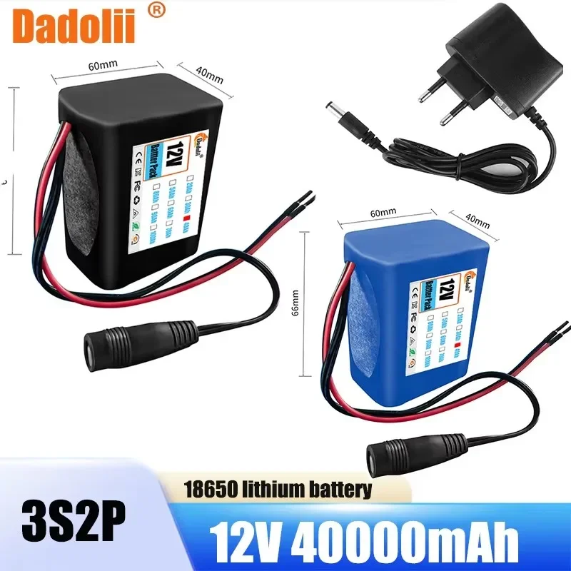 

3S2P 12V 40000mah battery 18650 Li-ion 30Ah Rechargeable batteries with BMS Lithium Battery packs Protection Board +Charger