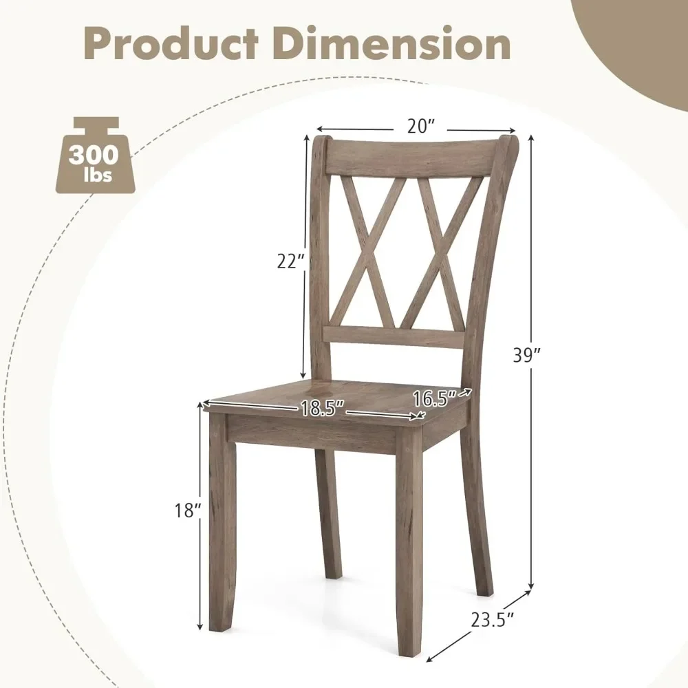 Dining Chair Set of 4 with Ergonomic Seat & High Backrest, Rubber Wood Frame, Mid-Century Farmhouse Armless Wooden Dining Chair