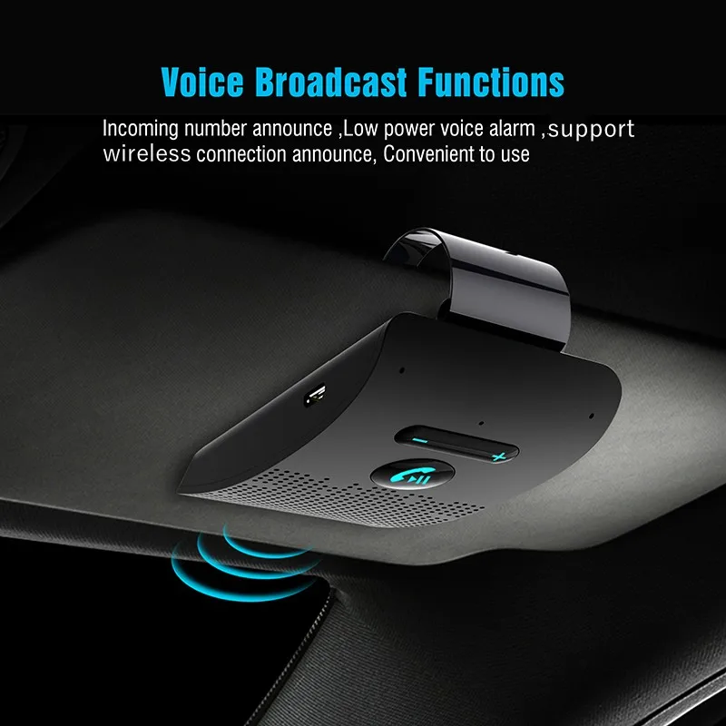 Bluetooth-compatible handsfree Car kit sun visor wireless Speakerphone multi-point hands-free BT speaker manos libres coche