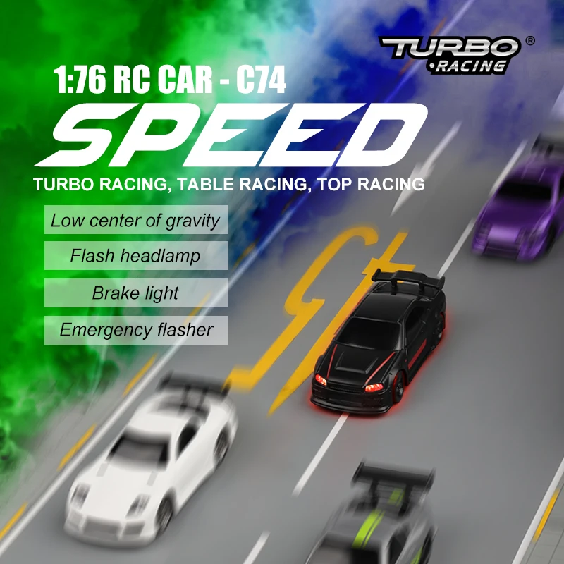 Turbo Racing 1:76 C74 Drift RC Car With Gyro Radio Full Proportional Remote Control Toys RTR Kit For Kids and Adults