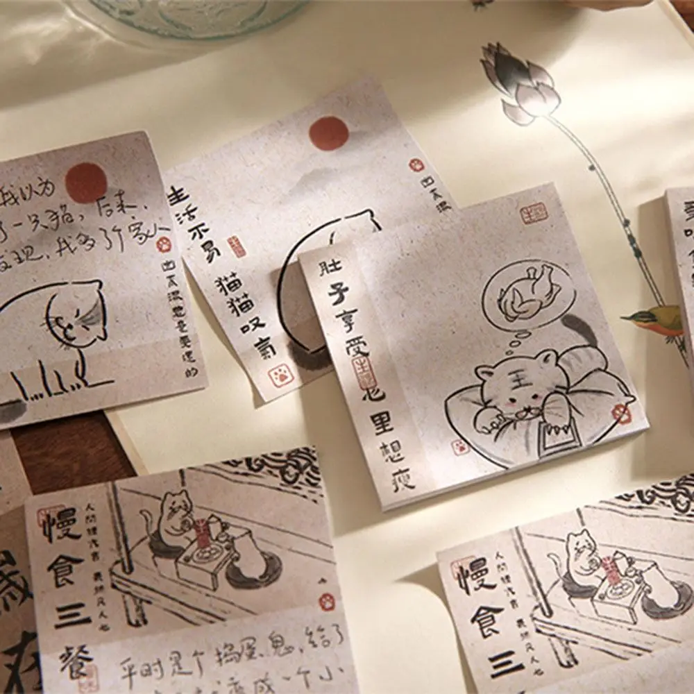 Fun Hand-Drawn Kitten Memo Office Note Notes Student Stationery Message Notes Office