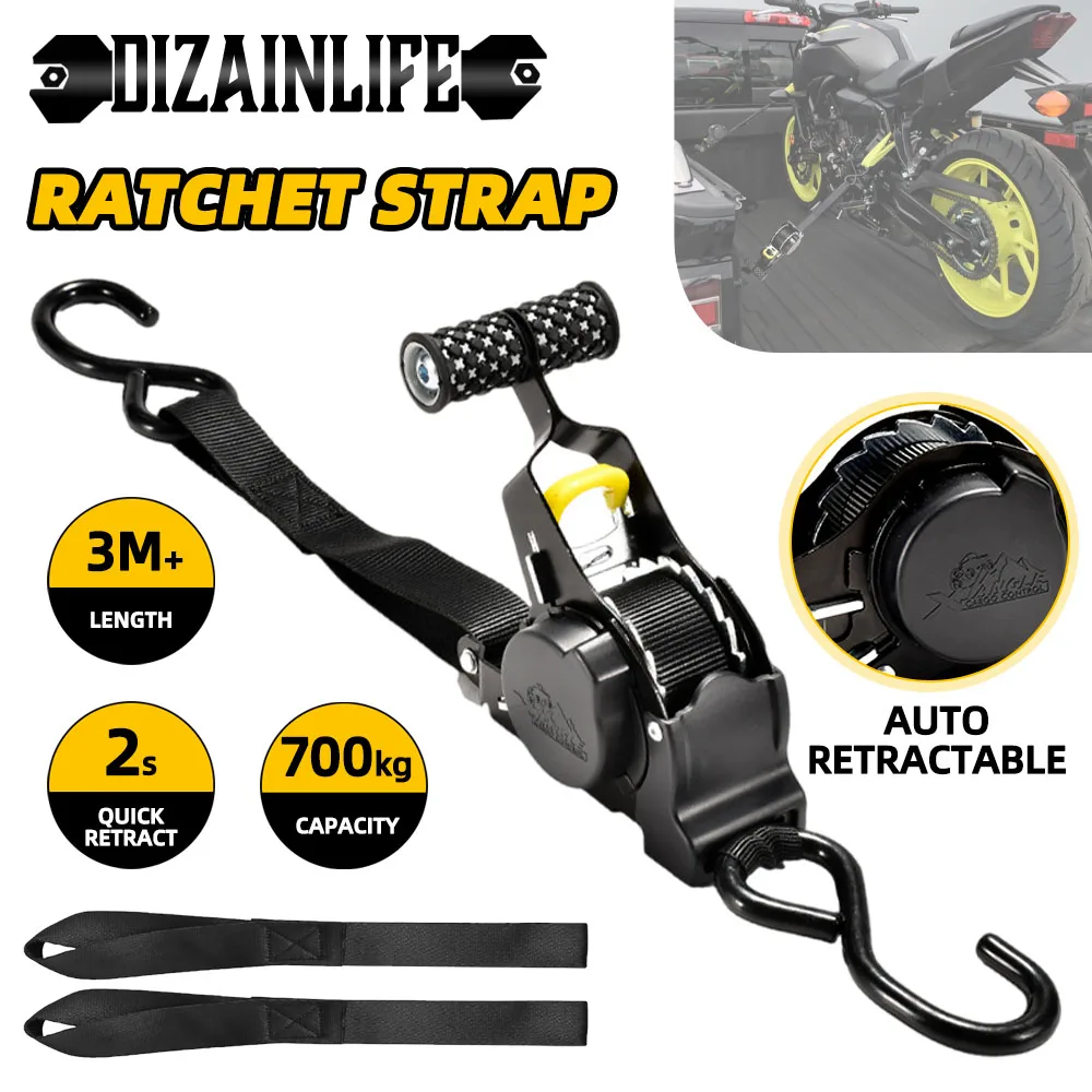 Upgrade Auto Straps for Cargo Tape Load Luggage Strap Ratchet Tensioner Belt Retractable Belts Motorcycles Ratchet Strap for Car