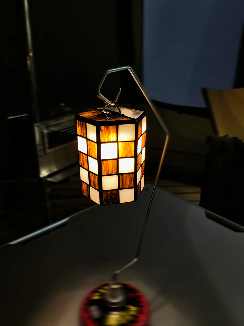 Black and White Plaid Patchwork Lampshade – Handcrafted Glass Campsite Light Shade Compatible with Goal Zero Lanterns