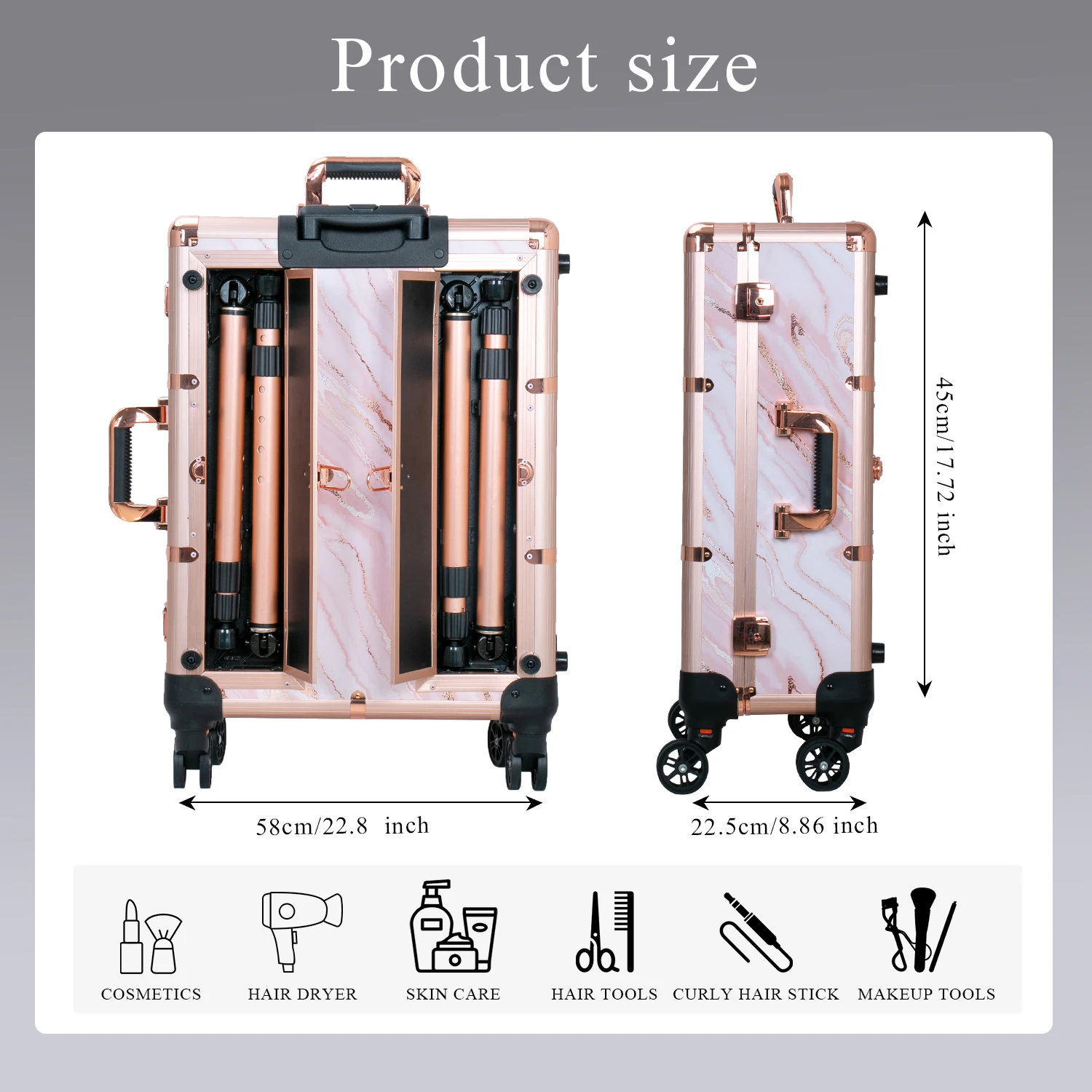 For KONCAI Portable Makeup Table with Adjustable Polish Case Suitcase Manicure Salon Design Large Capacity Shock-Absorbent Cover
