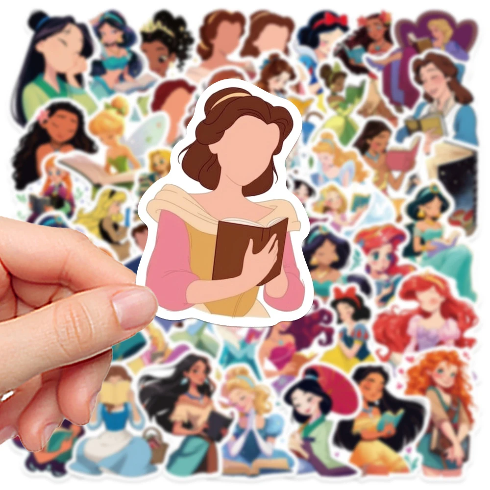 10/30/50 pçs disney princesa livros de leitura dos desenhos animados adesivos para crianças diy telefone portátil bagagem bonito graffiti decalques diversão para o presente