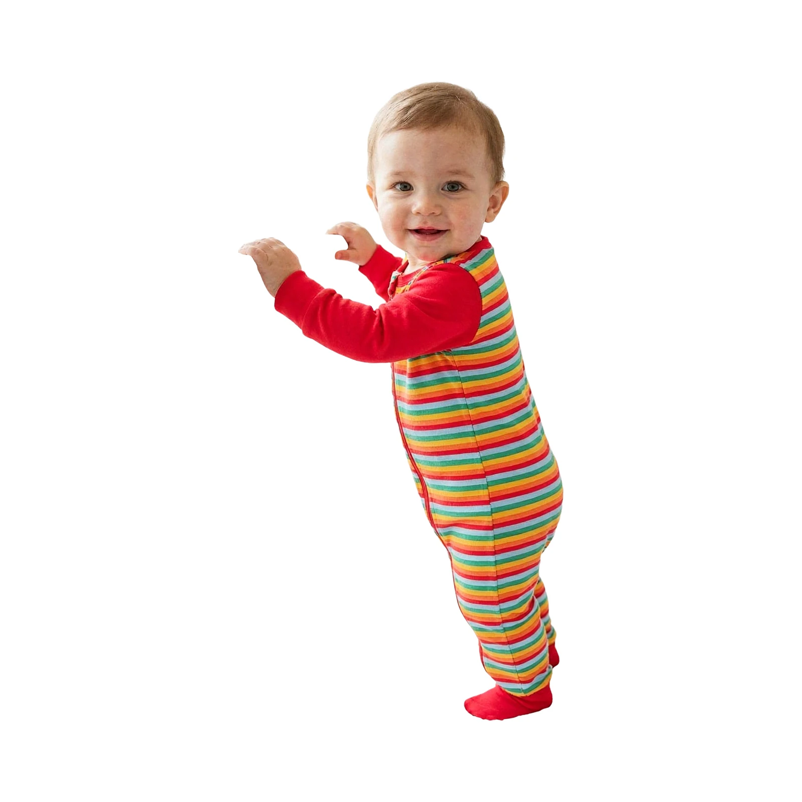 Special Needs Adaptive Clothing for Baby Infant Long Sleeve Zipper Front Stripe Rompers Jumpsuit Hospital Care Homewear Playwear