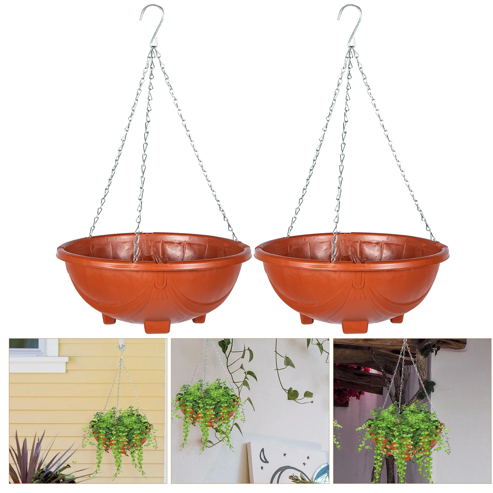 

2Sets Green Pots for Plants Hanging Planter Indoor Outdoor Balcony Garden Decorative Flower Container Breathable Succulent