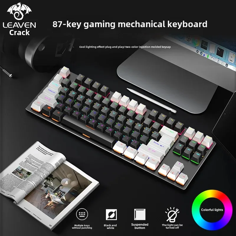 Gaming Mechanical Keyboard 87 Keys Red Switch Full Key Plug And Play Wired Connection for Computer And Office Use