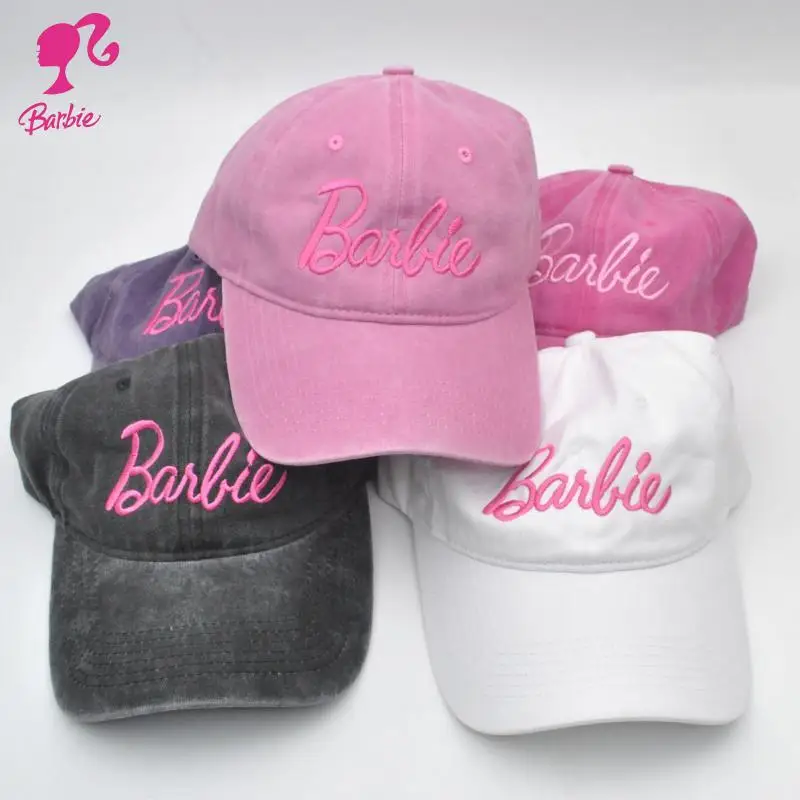 Barbies The Movie Street Retro Style Baseball Cap Anime Cartoon Girly Wash with Water Peaked Cap Summer Sun Protection Sunhat