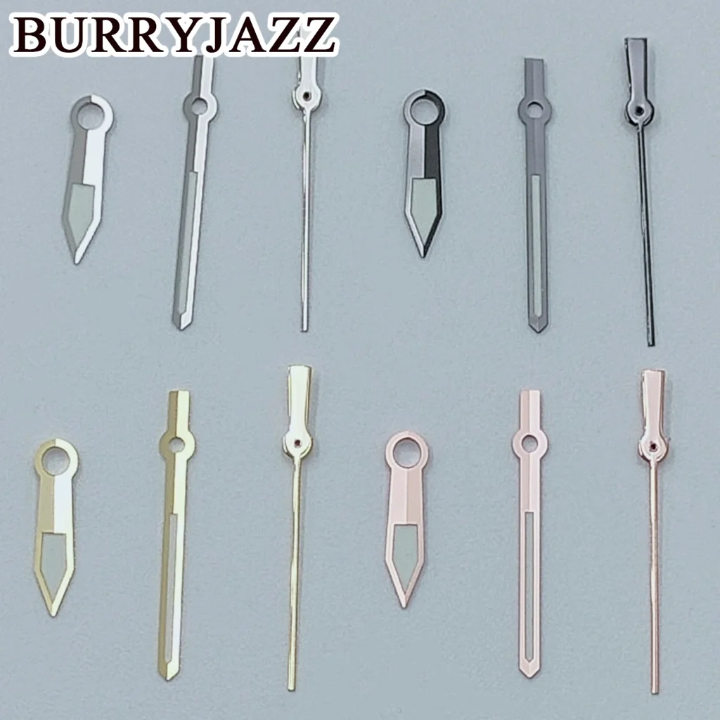 BURRYJAZZ-manecillas de reloj NH35, NH36, NH38, 7S26, 7S36, 4R35, 4R36, plata, oro rosa, manos de pistola, verde luminoso