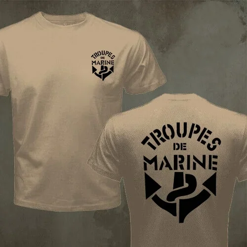 France Marine Troops French Colonial Troops T Shirt Men Marines Military Tactical Casual Mens T-Shirt Black Army Green Tee Shirt