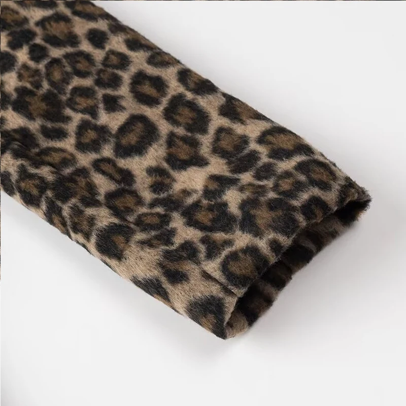 Chaqueta de traje con estampado de leopardo para mujer, ropa de calle de moda urbana de manga larga para oficina, Tops, abrigo de traje cálido para invierno