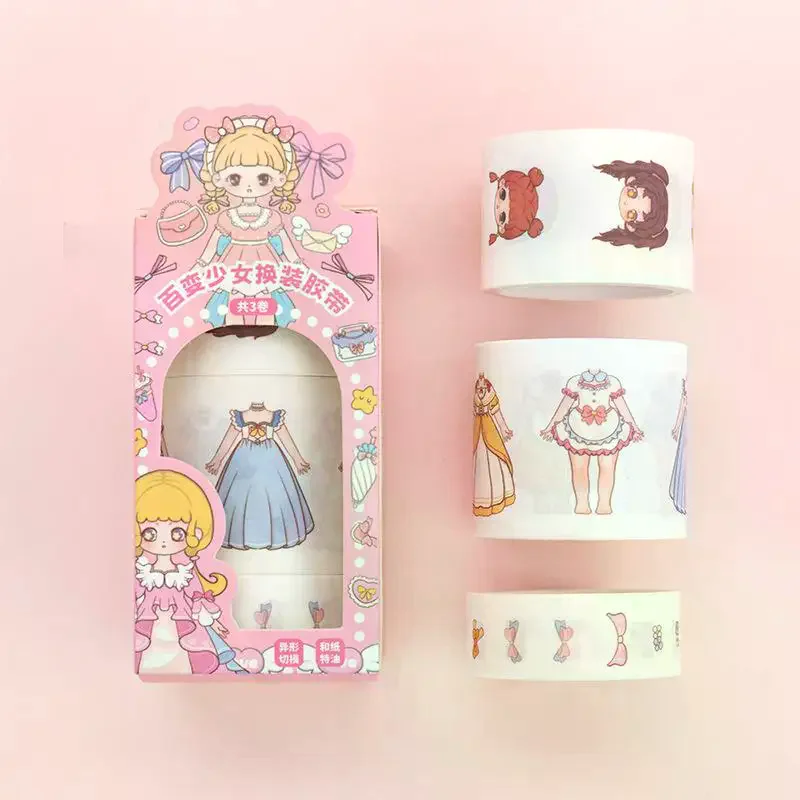 1Box Cartoon Dress Up Stickers Beautiful Girl Outfit Sticker Fun DIY Princess Makeup Scene Outfit Change Tape Small Gift view 3