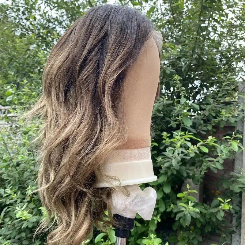 Nuovo In Onda Corta Bob Ombre Marrone Scuro Sintetico HD Parrucca Anteriore Del Merletto Balayage Parrucca da Donna Prepizzicata Linea Sottile Parrucca di Lunghezza Spalla