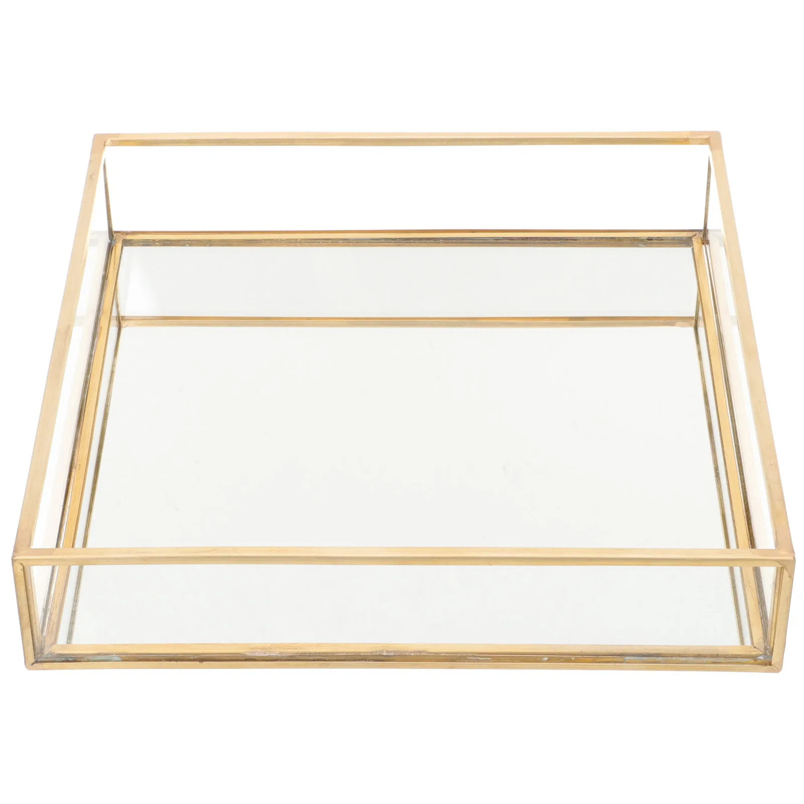 

Glass Vanity Tray with Brass Frame Decorative Organizer Perfume Holder Jewelry Storage for Bedroom Bathroom Dresser Decor