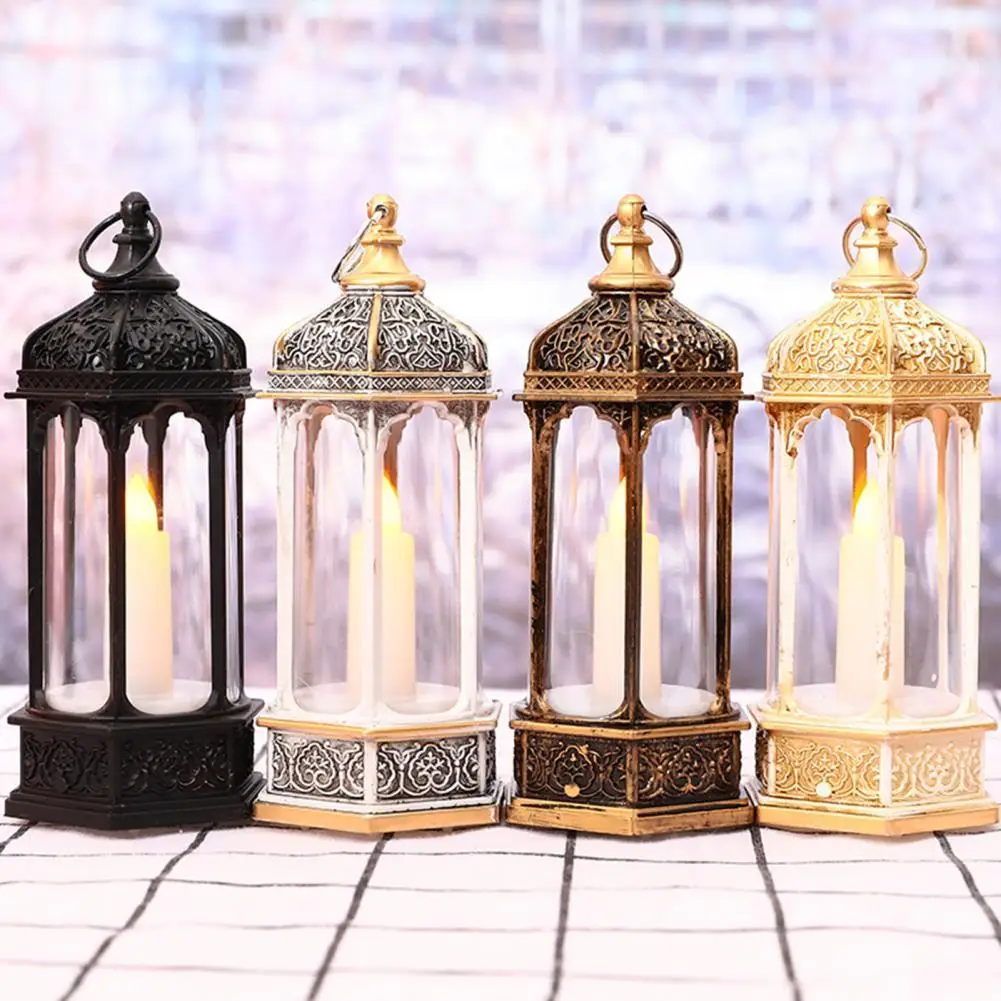 Lovely Candle Lantern Creative Portable  Wind Lantern Candle Wind Lantern Ornament   Courtyard Decoration  LED Candle