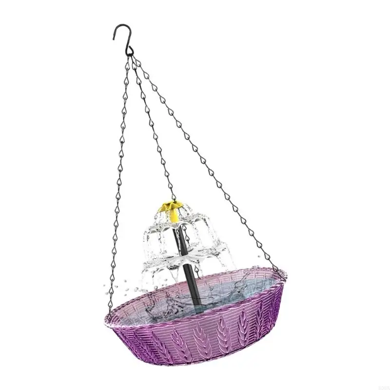Garden Multiple Angled Sprayed Fountain Hanging Bird Bath Solar Operated Outdoor 