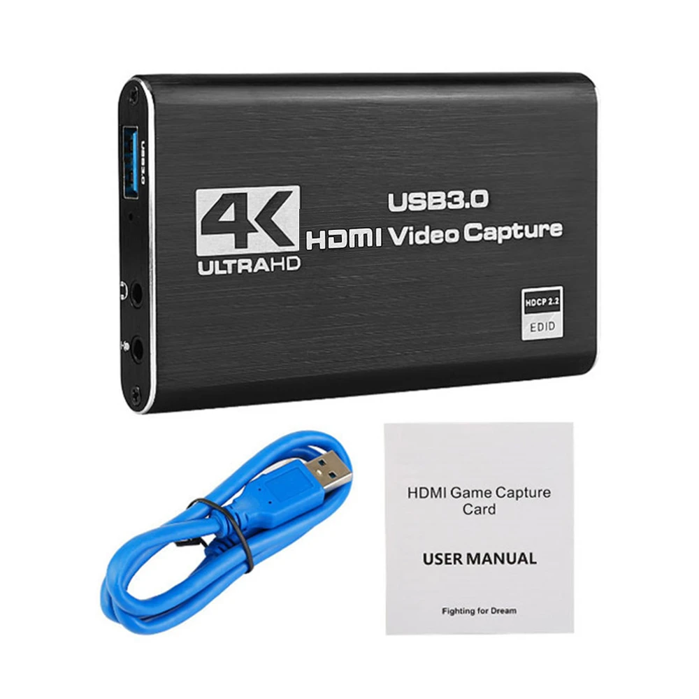 4K USB 3.0 Video Capture Card HDMI-compatible HD Video Recorder Grabber for Game Recording Plate Live Streaming Box Grabber