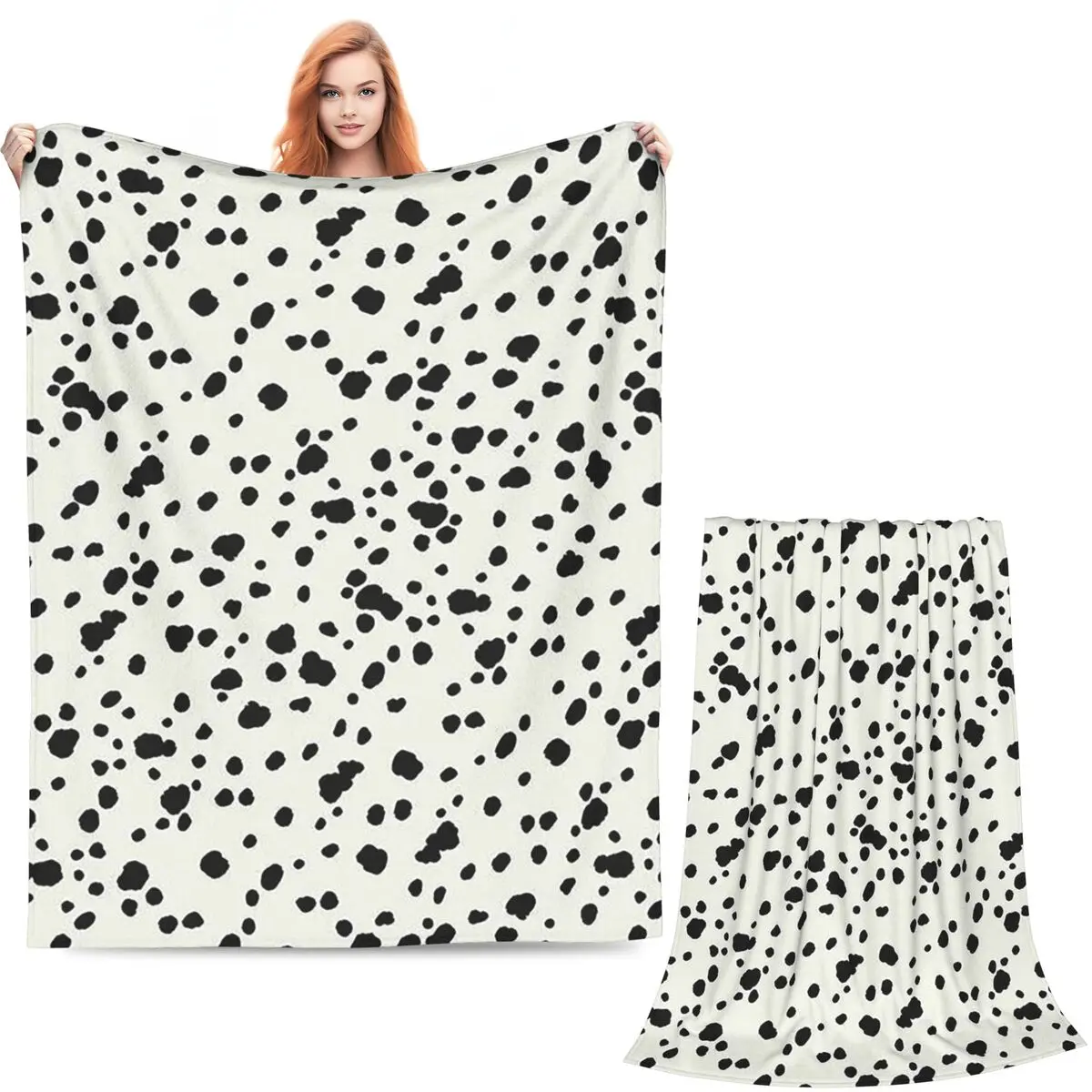 Dalmatian Dog Texture Blanket Soft Warm Flannel Throw Blanket Bedding for Bed Living room Picnic Travel Home Sofa