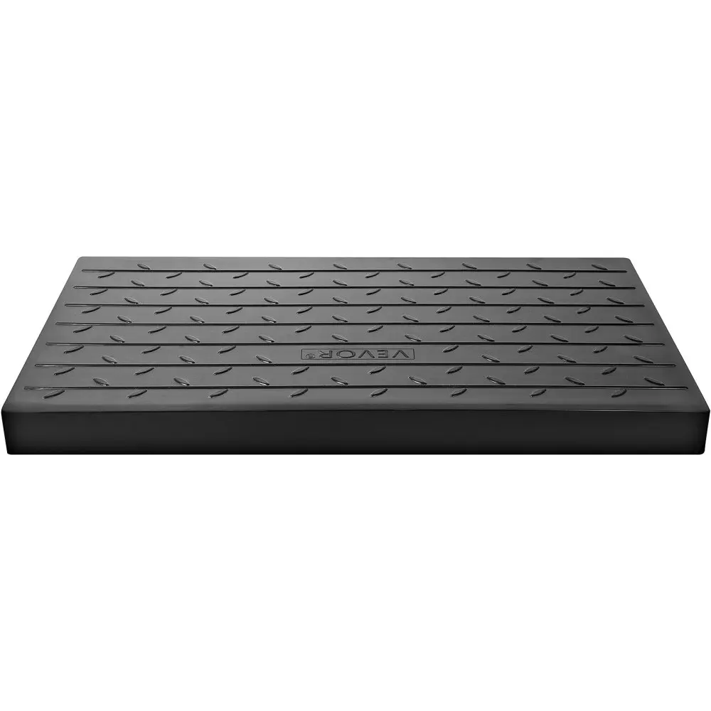 

Rubber Threshold Ramp:4'' Rise,3 Channels Cord Cover,Angled Entry,2200 Lbs Capacity for Wheelchair & Scooter