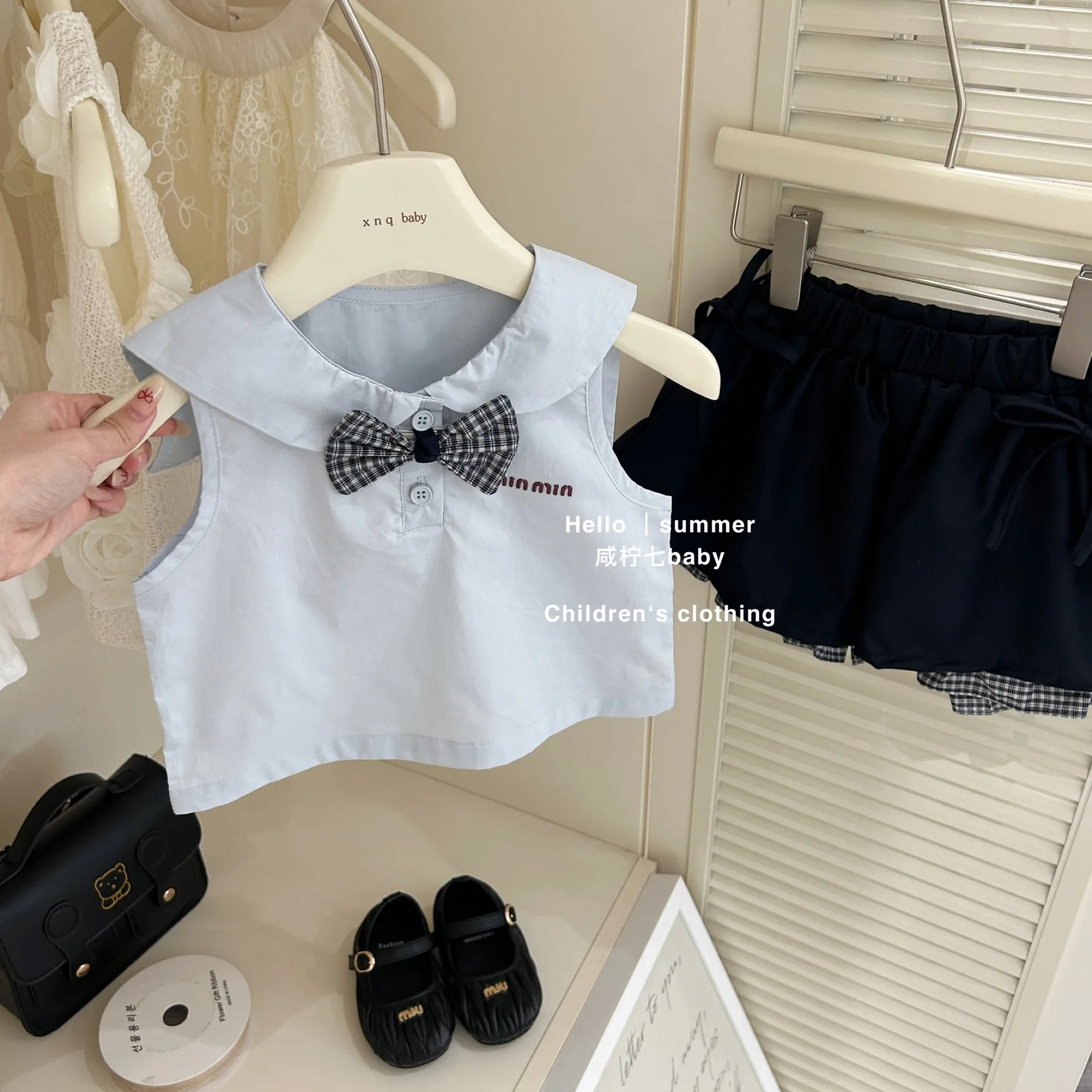 Girls' Sets Summer School Style Vest Set Toddler Baby Girl Clothes Bow Skirt New Born Baby Girl Clothes Set