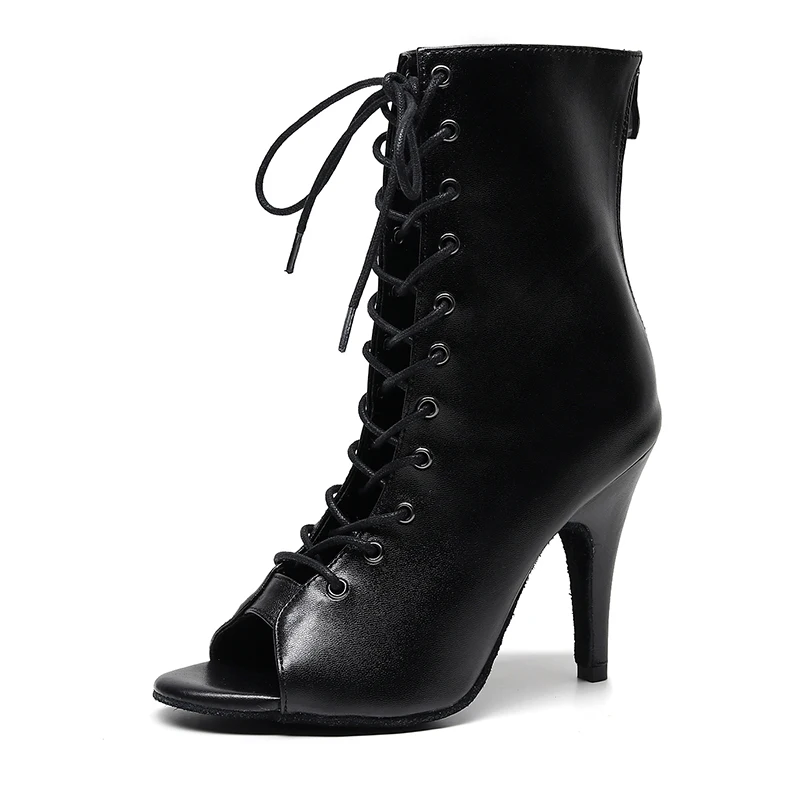 Woman Lace Up Latin Dance Boots Women High Heel Booties For Ladies Soft Bottom Ballroom Salsa Dance Shoes For Girls Latino Shoe