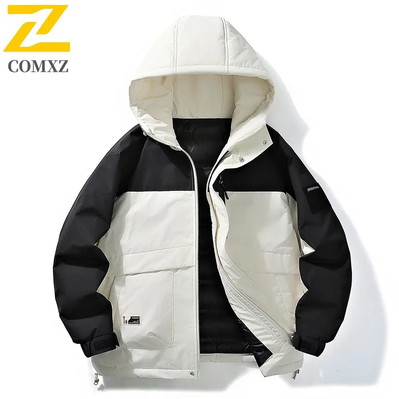 COMXZ Outdoor-Jacke mit Kapuze, gepolstert, für Herren, hochwertiger, kältebeständiger Wandermantel, hochwertige, winddichte Winterjacken für Abenteuer