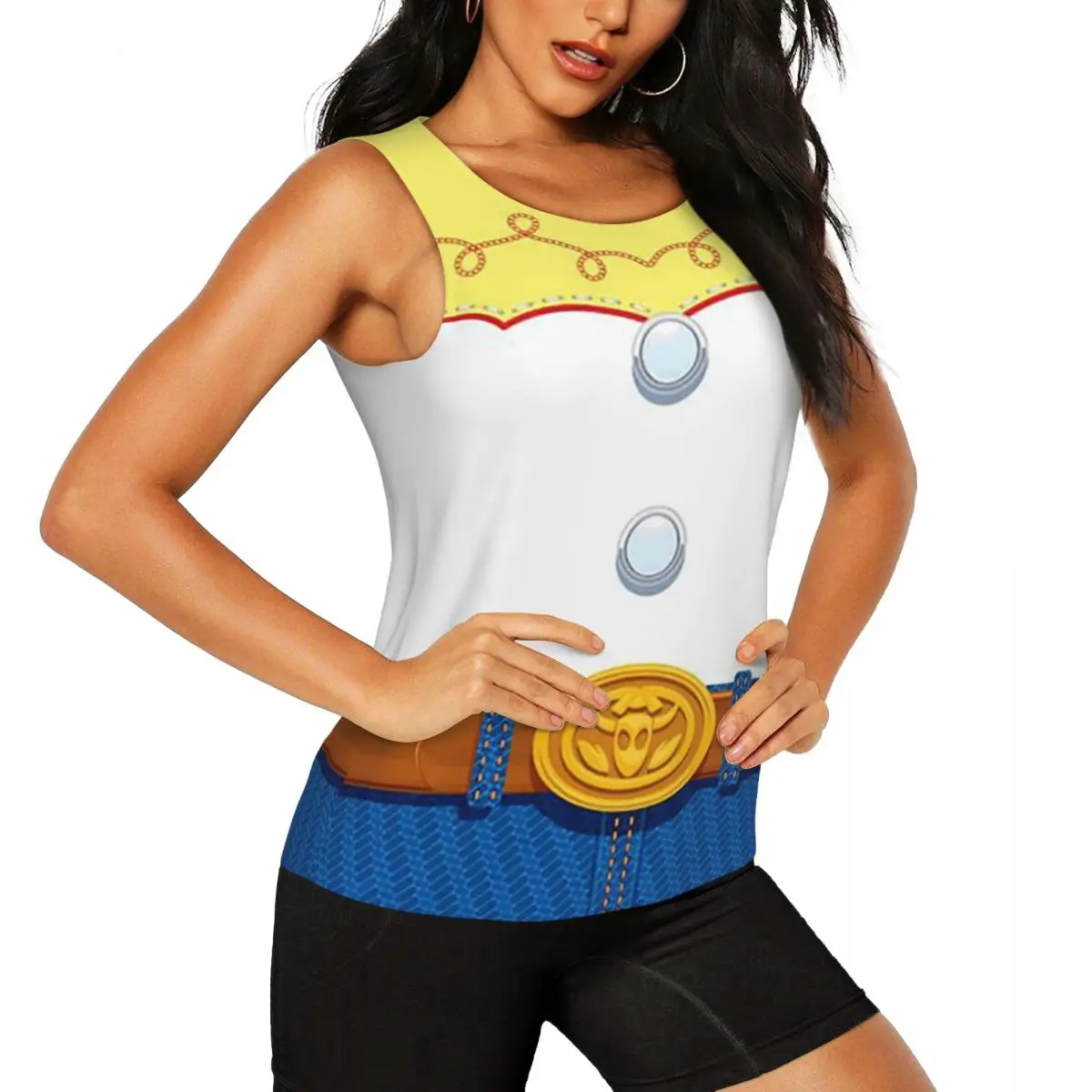 Custom Toy Story Jessie's Cowgirl Outfit Yoga Shirts Women's Workout Gym Tank Tops