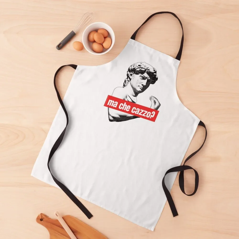 Ma Che Cazzo?! Funny David Sculptur with talking Hand Apron Home Utensils Teacher Apron